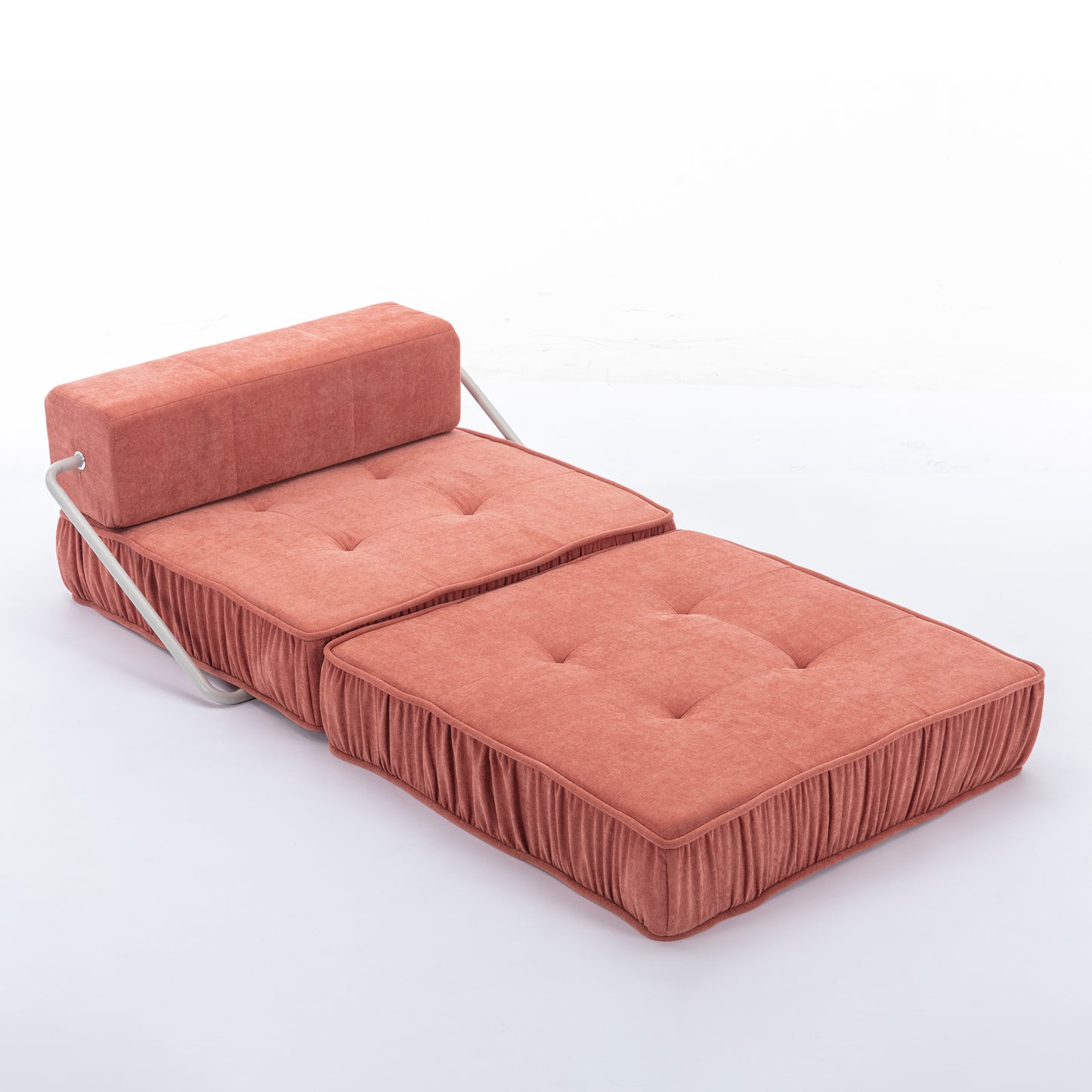 Folding Sofa Bed, Futon Sleeper Chair, Convertible Chair Floor Couch & Sleeping Mattress for Living Room, Guest Room, Home Office, Apartment, Small space, Bed, Removable Back Cushion, Orange, 1 Seat