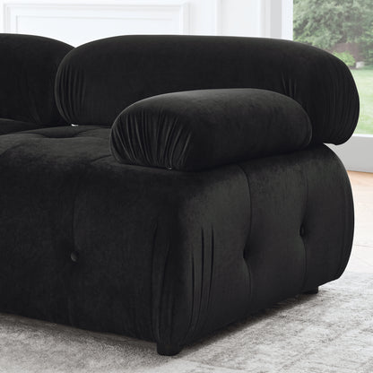 Modular Sectional Sofa, Button Tufted Designed and DIY Combination,L Shaped Couch with Reversible Ottoman, Black Velvet