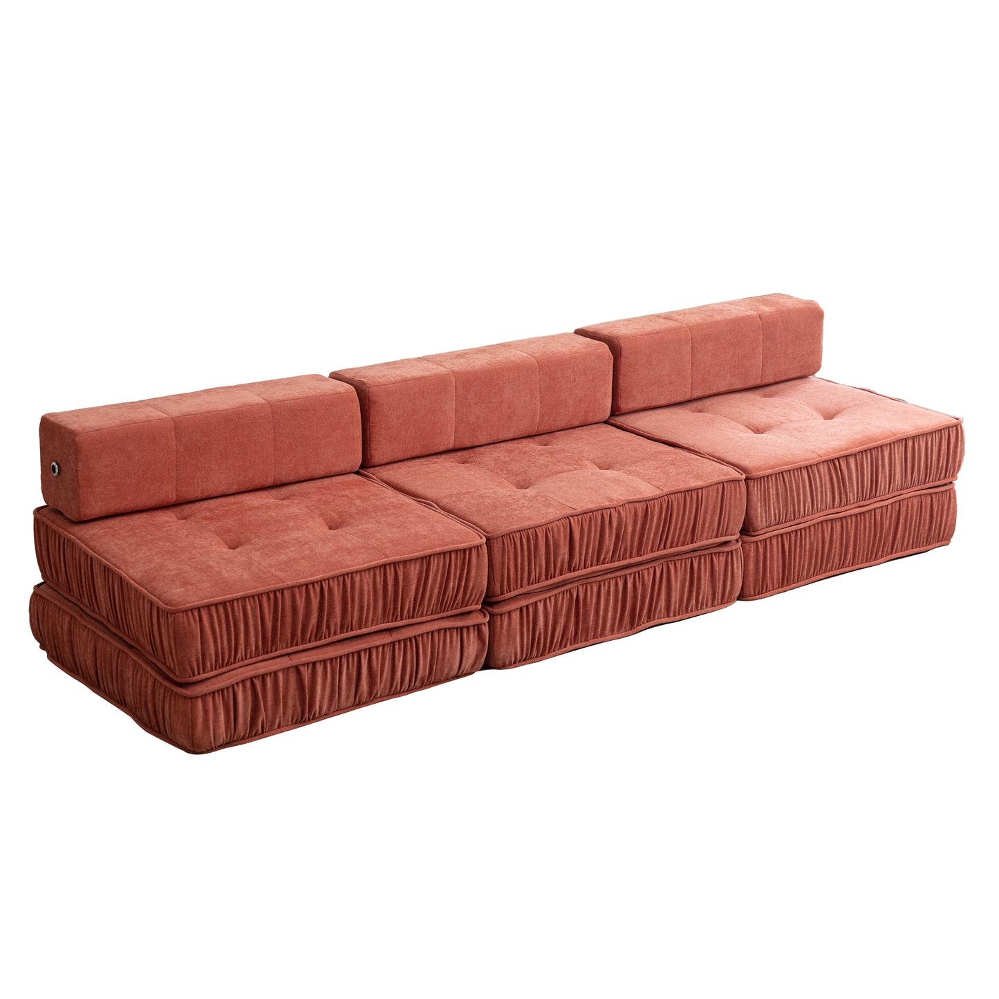 Folding Sofa Bed, Futon Sleeper Chair, Convertible Chair Floor Couch & Sleeping Mattress for Living Room, Guest Room, Home Office, Apartment, Small space, Bed, Removable Back Cushion, Orange, 1 Seat