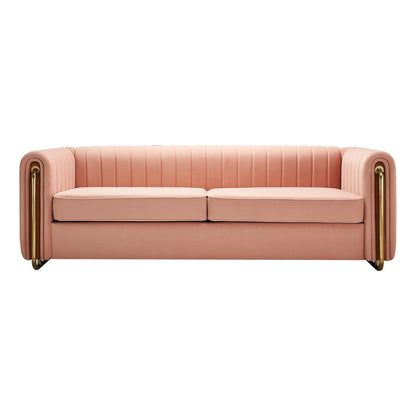 Contemporary Velvet Sofa Couch 84.25''W for Living Room, Pink