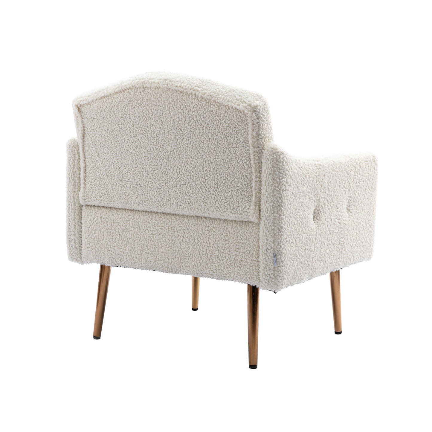 Modern Accent Chair with Arms, Tufted Decorative Fabric Armchair with Gold Metal Legs, Upholstered Reading Chair for Living Room Bedroom Office