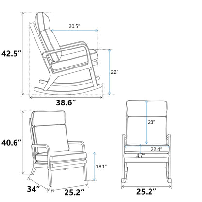 25.2"W Modern Rocking Chair Accent Lounge Armchair Comfy Boucle Upholstered High Back Wooden Rocker for Nursery Living Room Baby Kids Room Bedroom, Green