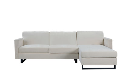 SOFA The best choice products upholstered sectional sofa for families, apartments, dormitories, award rooms, compact space with chaise longue, 3 seats, L-shaped design, off-white