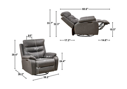 240 Degree Swivel Single Sofa Seat recliner Chair Infinite Position,Head rest with power function