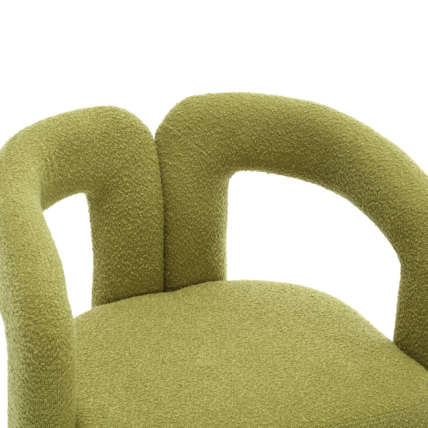 360 Degree Swivel Cuddle Barrel Accent Chairs, Round Armchairs with Wide Upholstered, Fluffy Fabric Chair for Living Room, Bedroom, Office, Waiting Rooms (Olive Green Boucle)