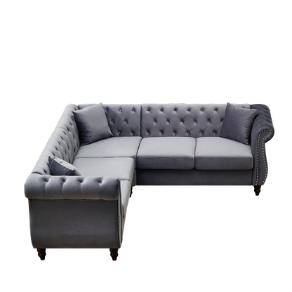 83.5-Inch Oversized Corner Sofa, L-Shaped Sectional Couch,  5-Seater Corner Sofas with 3 Pillows for Living Room, Bedroom, Apartment, Office