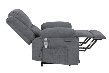 Electric Power Recliner Chair With Massage For Elderly,Remote Control Multi-function Lifting, Timing, Cushion Heating Chair With Side Pocket Dark Grey