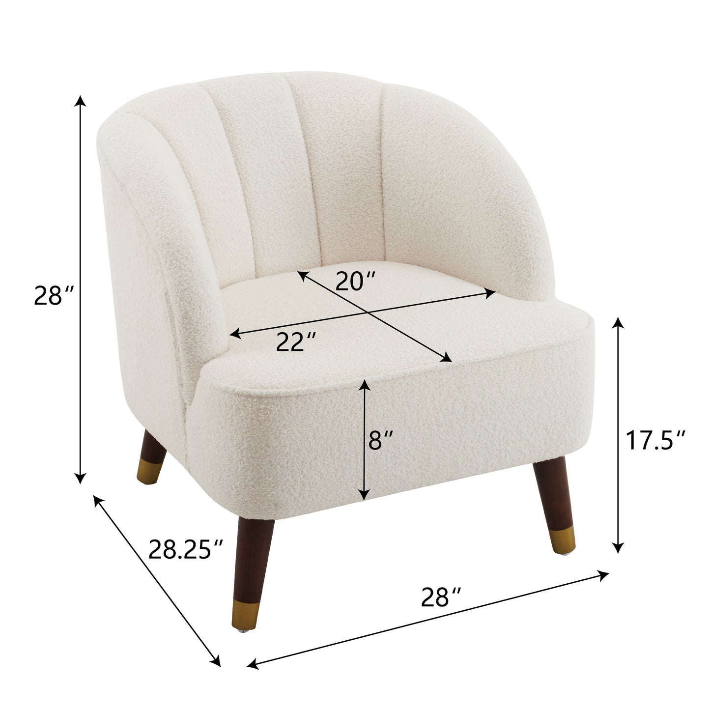 Upholstered Barrel Accent Chair With Wooden Legs