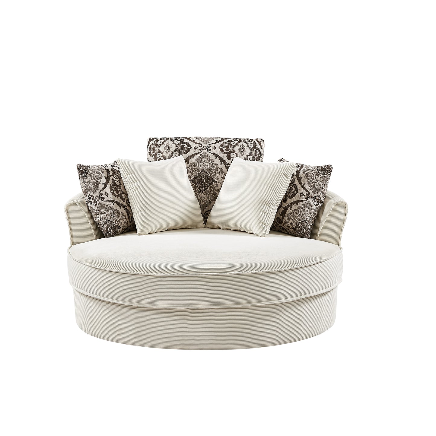 Swivel Accent Barrel Chair with 5 Movable Pillow 360 Degree Swivel Round Sofa Chair for Living Room,Bedroom, Hotel, Beige