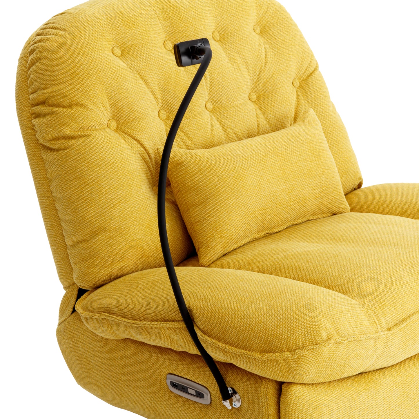 270 Degree Swivel Power Recliner with Voice Control, Bluetooth Music Player,USB Ports, Atmosphere Lamp, Hidden Arm Storage and Mobile Phone Holder for Living Room, Bedroom, Apartment, Yellow