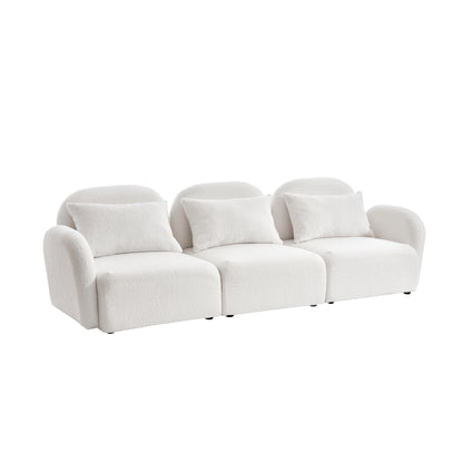 Living Room Furniture Three Seat Lazy Sofa Teddy Fabric White