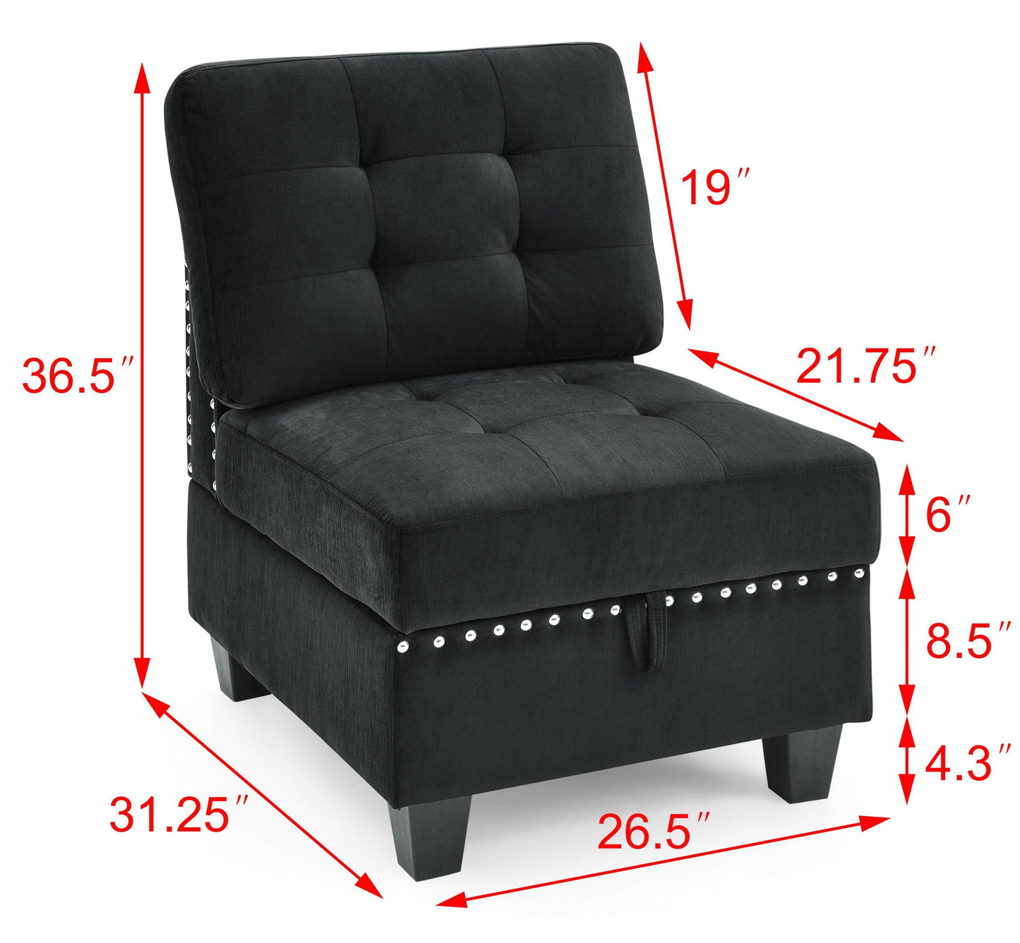 U shape Modular Sectional Sofa,DIY Combination,includes Two Single Chair,Two Corner and Two Ottoman,Black Velvet.