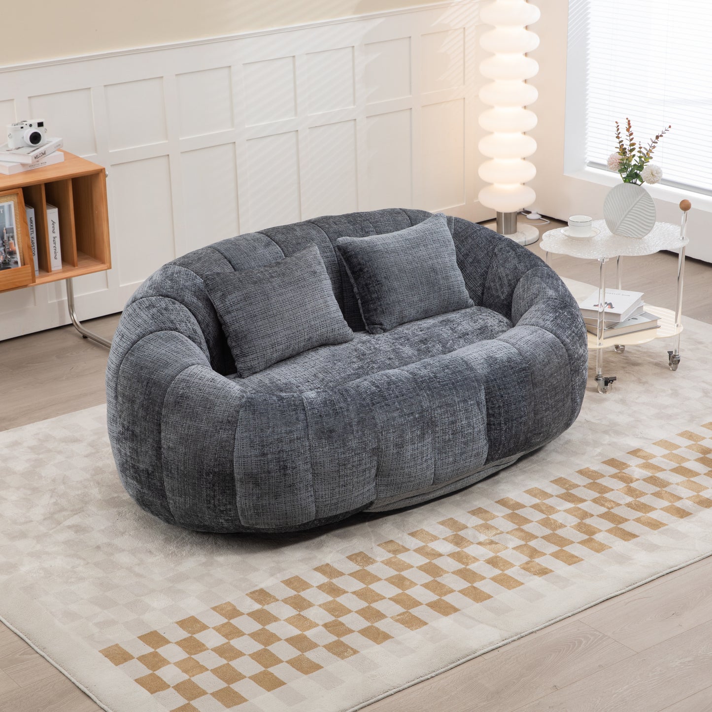 Bean Bag sofa Lazy Sofa Durable Comfort Lounger High Back Bean Bag Chair Couch for Adults and Kids, Indoor & Outdoor, Accent Floor Soft Lounge Chair (Gray chenille)