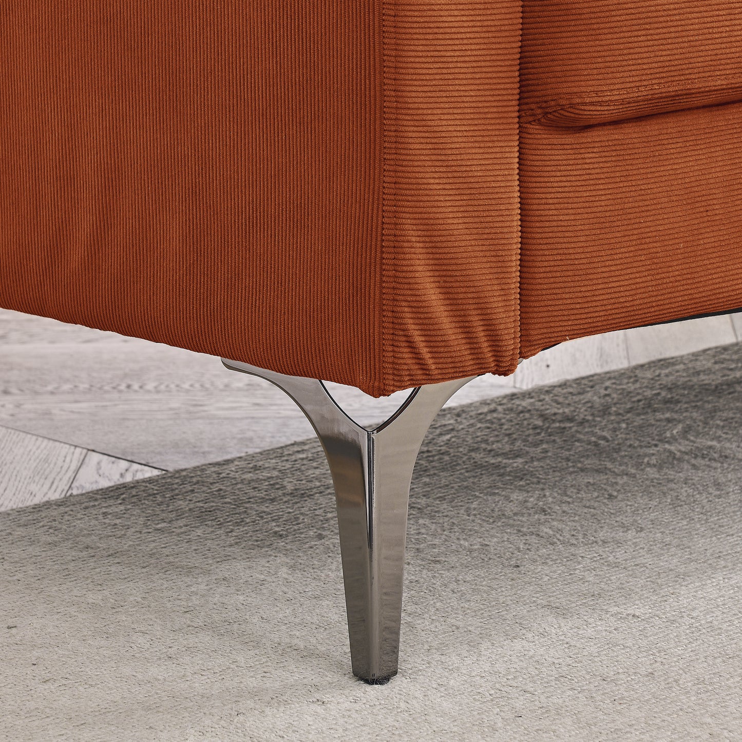 Sofa Chair,with Square Arms and Tight Back,Corduroy Orange