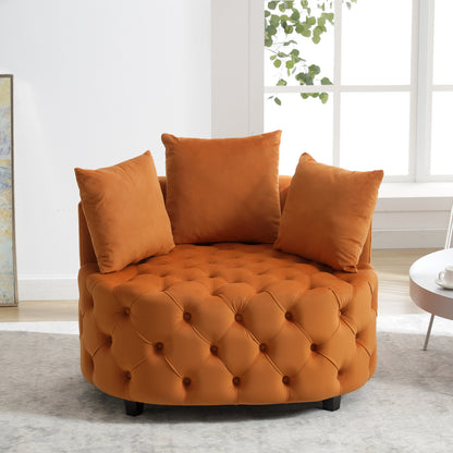 Width 40.6 inches Accent Chair / Classical Barrel Chair for living room / Modern Leisure Sofa Chair (Orange)