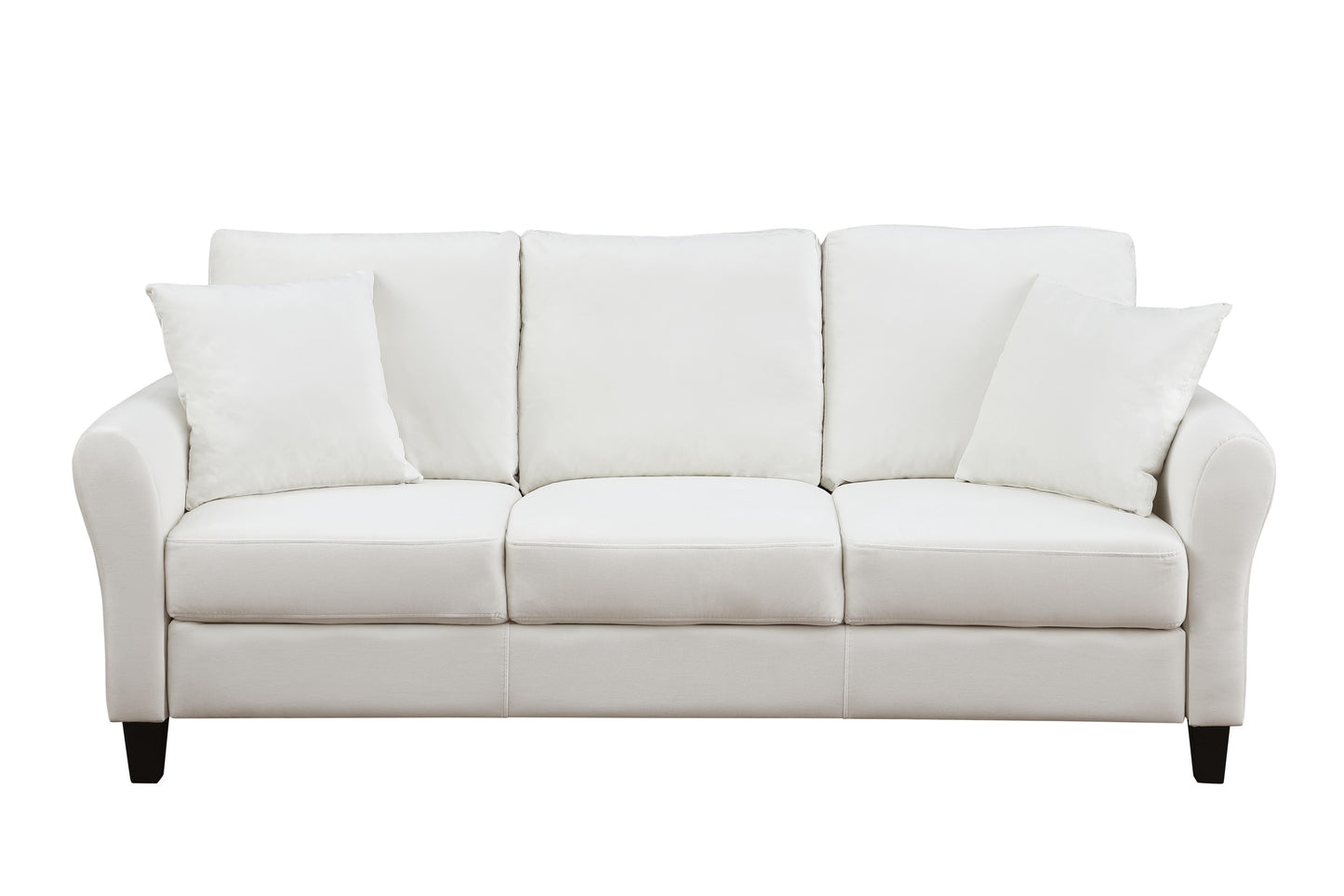 Modern Velvet Couch with 2 Pillow, 78 Inch Width Living Room Furniture, 3 Seater Sofa with Plastic Legs