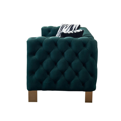 Modern Tufted Velvet Living Room Sofa, 84.25''W Couch,Green