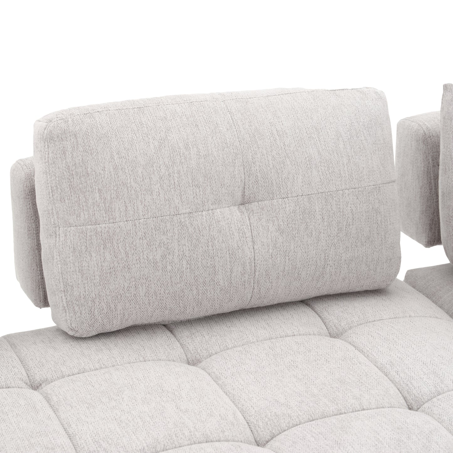 91.73" L-shaped Sofa Sectional Sofa Couch with 2 Stools and 2 Lumbar Pillows for Living Room, Light Grey