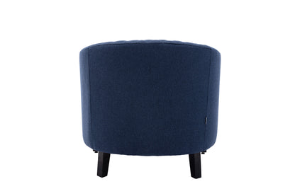 Barrel Chairs with Soft Padded Armrest, Club Chairs with nailheads and solid wood legs for Living Room Bedroom Waiting Room (Navy linen)