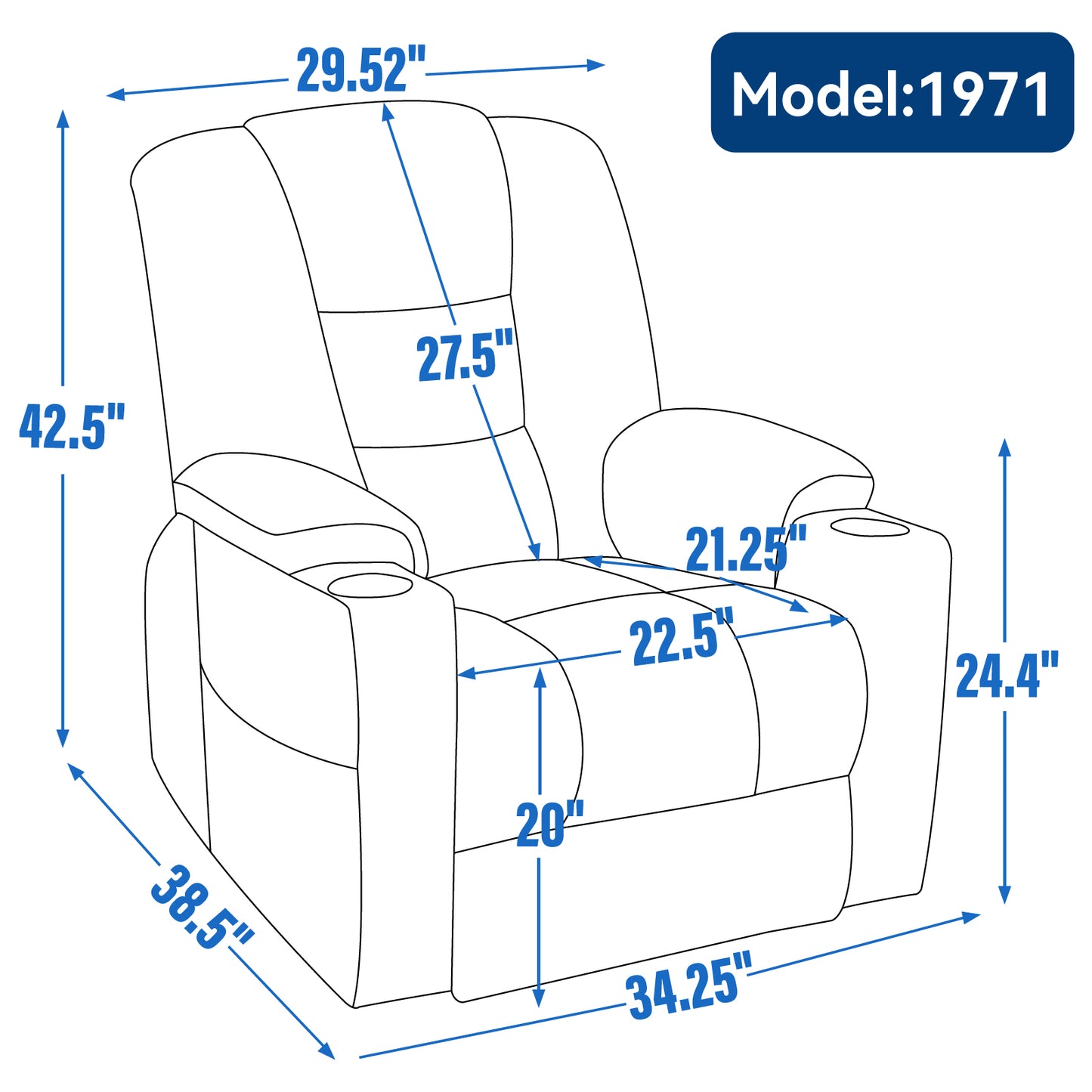 Large Power Lift Recliner Chair with Massage and Heat for Elderly, Overstuffed Wide Recliners, Heavy Duty Motion Mechanism with USB and Type C Ports, 2 Steel Cup Holders, Gray