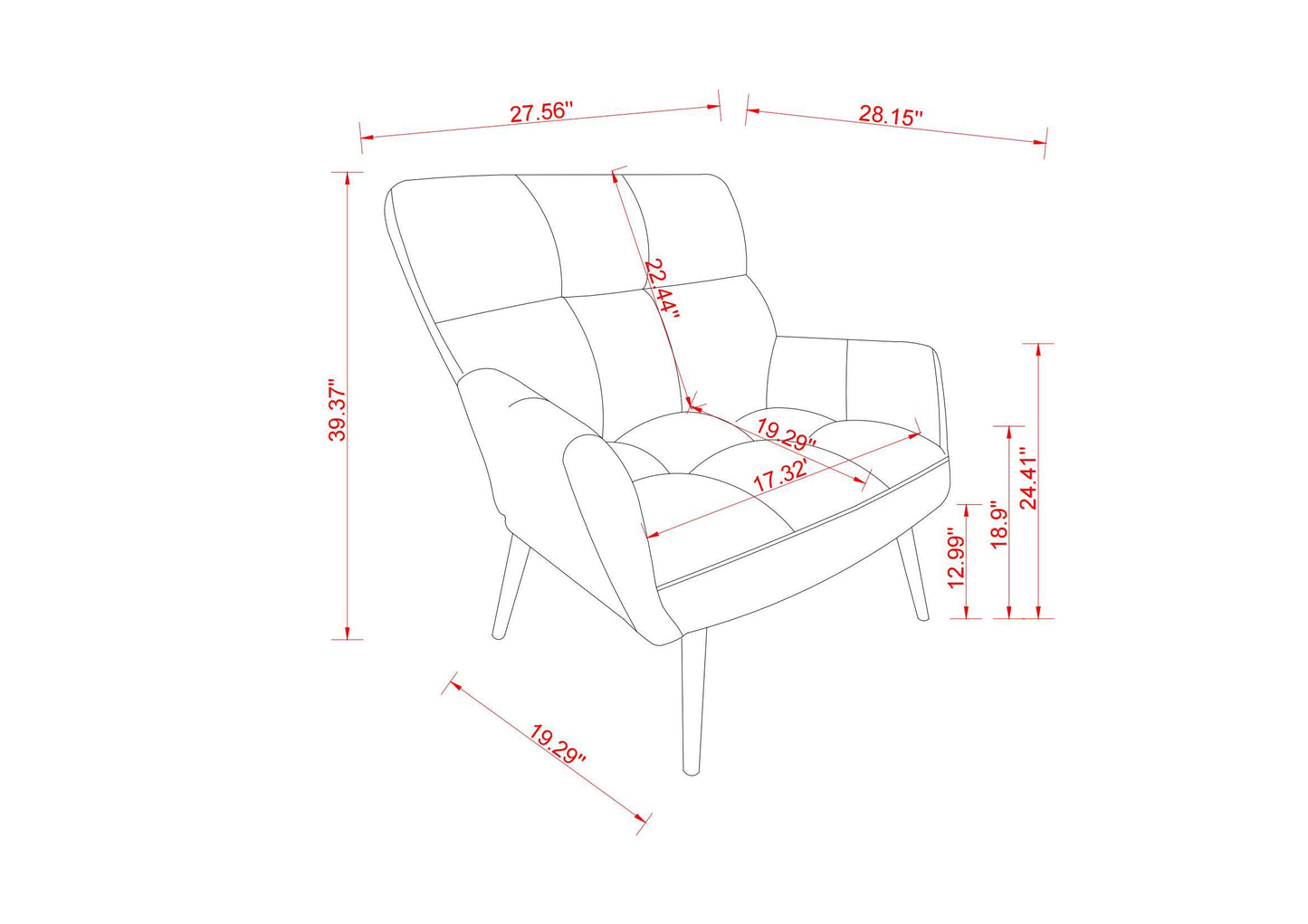 Modern Single Sofa Armchair with High Backrest Comfy Reading Chair for Small Spaces/Living Room/Bedroom/Apartment (COLOR:PINK)