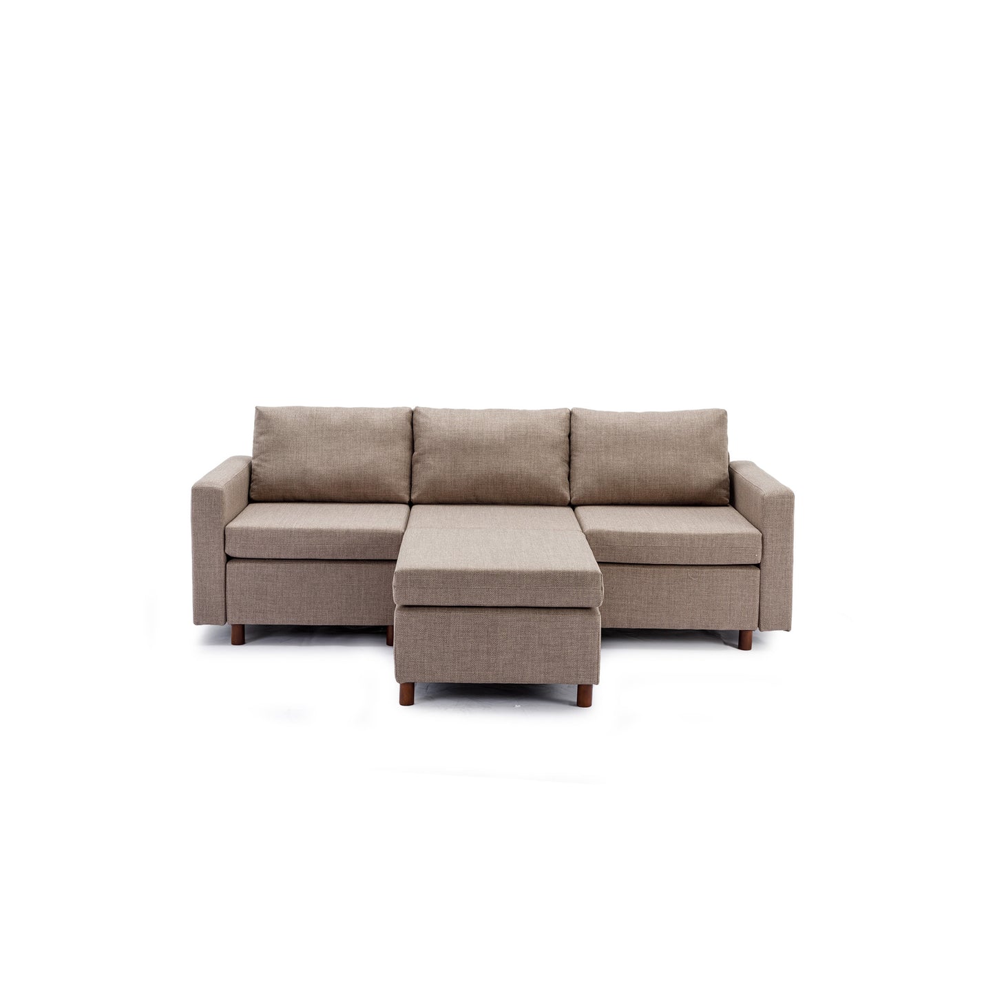 3 Seat Module Sectional Sofa Couch With 1 Ottoman for living room,Seat Cushion and Back Cushion Non-Removable and Non-Washable,Brown