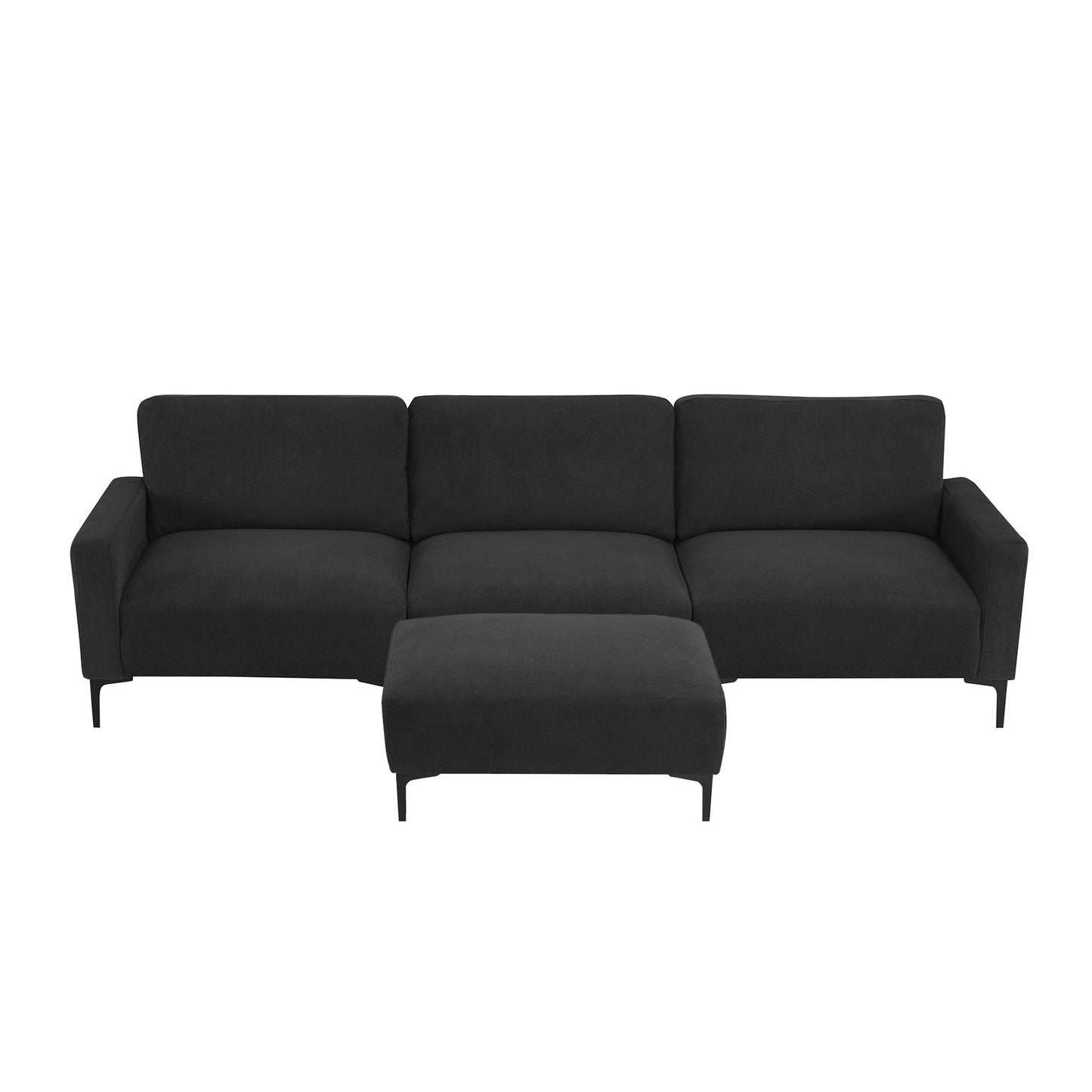 103.5*59" Modern L-shaped Sectional Sofa, 4-seat Velvet Fabric Couch Set with Convertible Ottoman,Freely Combinable Sofa for Living Room, Apartment, Office,Apartment,2 Colors