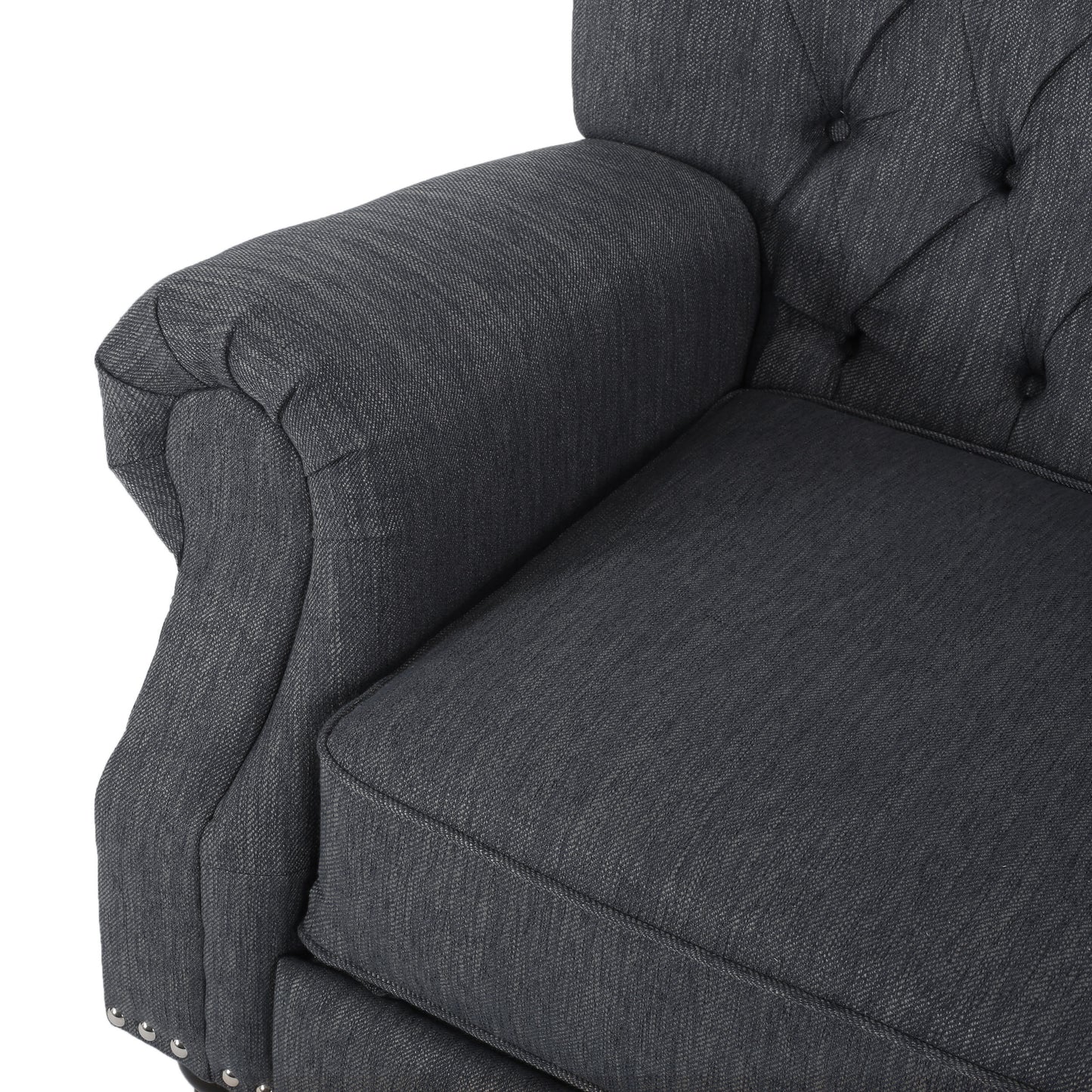 Classic Style Charcoal Fabric Push Back Chair