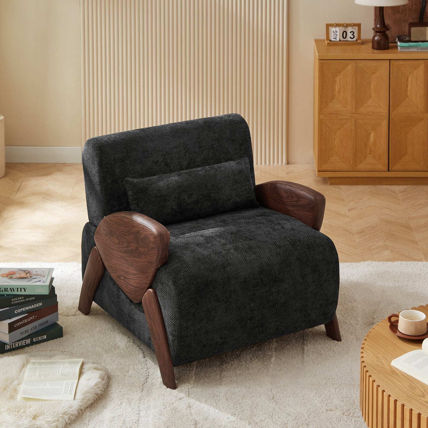 Modern Accent Armchair with Plush Cushioning, Comfortable Armrests, and Stylish Design for Living Room, Bedroom, or Office