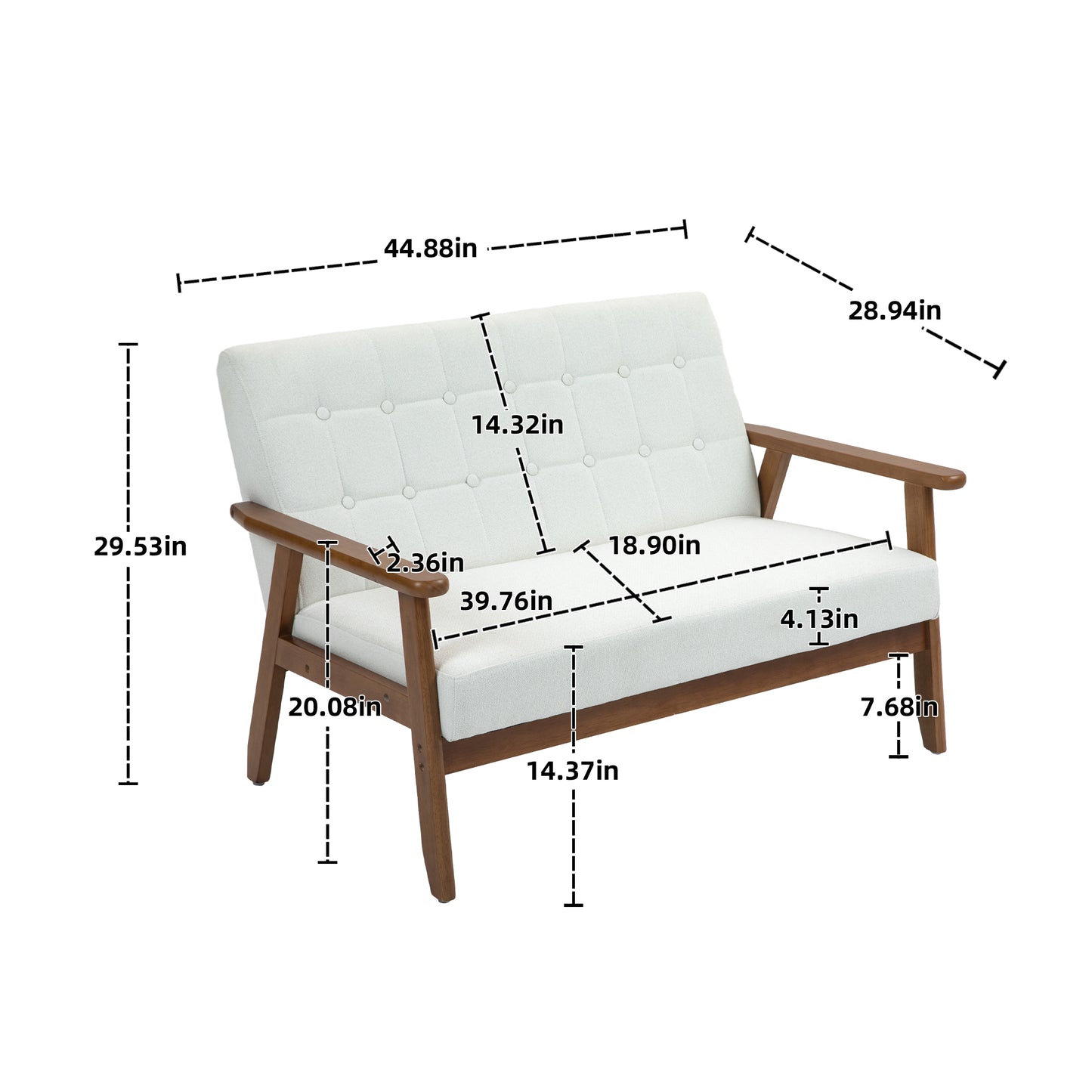 Mid-Century Modern Solid Loveseat Sofa Upholstered Linen Loveseat, 2-Seat Upholstered Loveseat Sofa Modern Couch