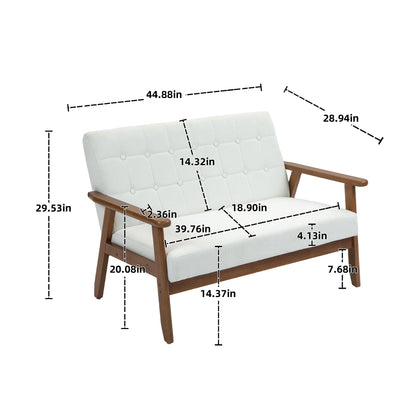 Mid-Century Modern Solid Loveseat Sofa Upholstered Linen Loveseat, 2-Seat Upholstered Loveseat Sofa Modern Couch