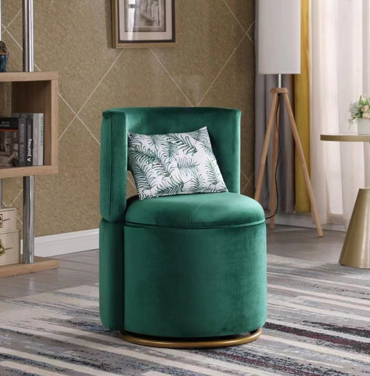 360° Swivel Accent Chair with Storage Function, Velvet Curved Chair with Gold Metal Base for Living Room, Nursery, Bedroom