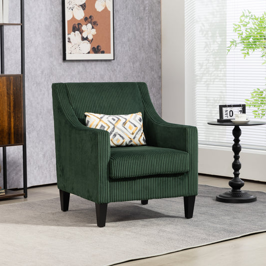 Modern Accent Chair,Upholstered Armchair with Scooped Arms for Bedroom,Apartment,Studio,Office,Waiting Room(Emerald Corduroy)