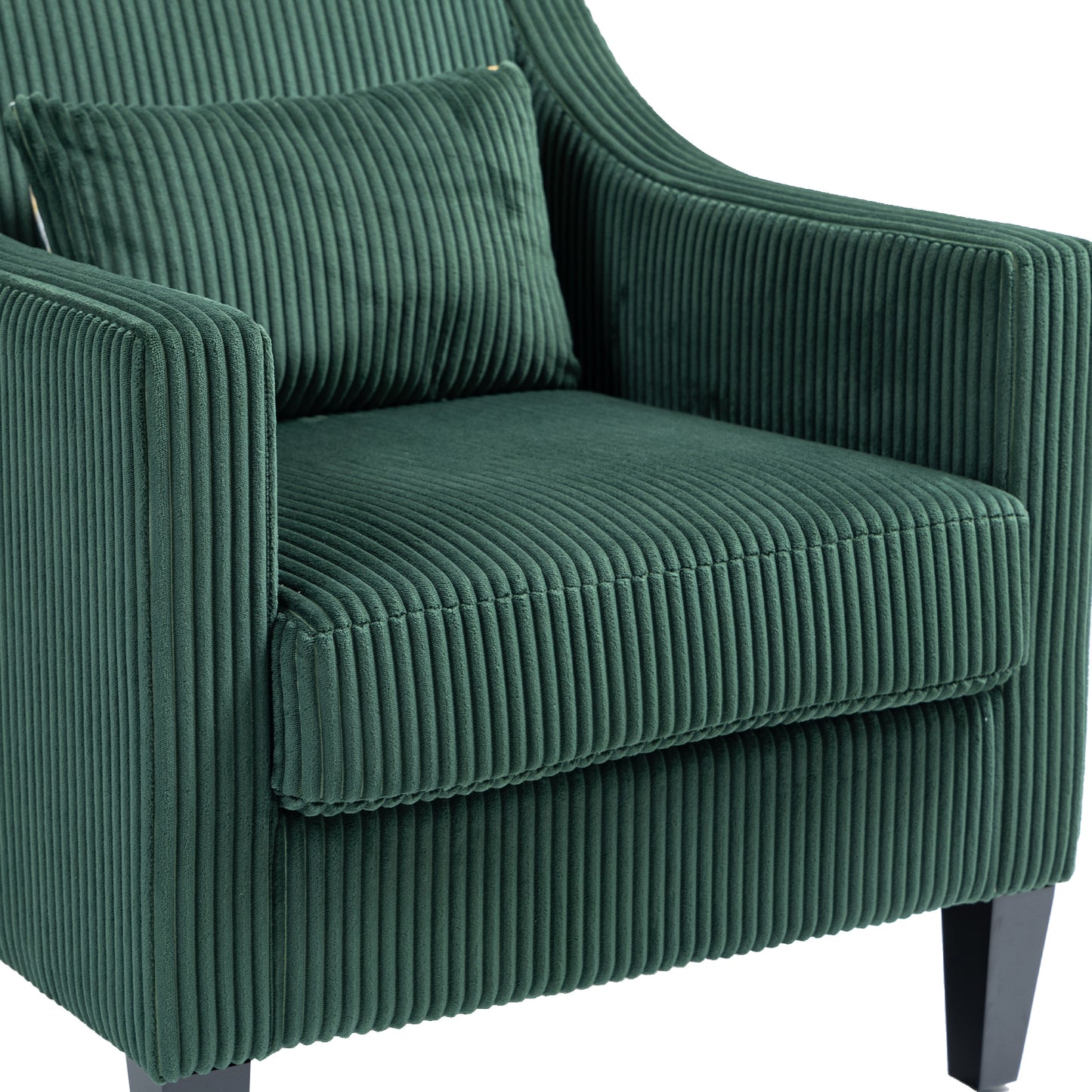 Modern Accent Chair,Upholstered Armchair with Scooped Arms for Bedroom,Apartment,Studio,Office,Waiting Room(Emerald Corduroy)