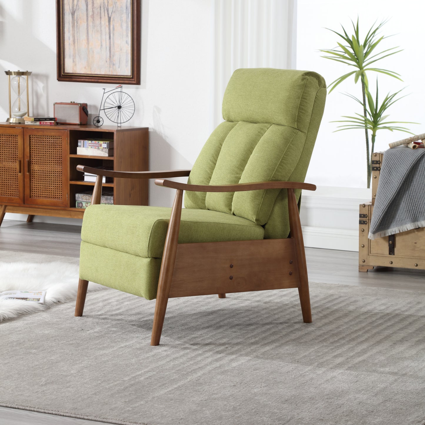 Wood Frame Armchair, Modern Accent Chair Lounge Chair for Living Room