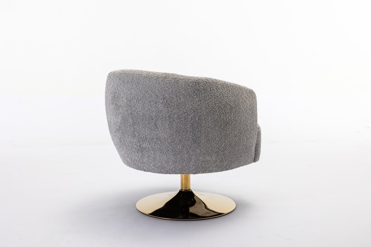 048-Chenille Fabric Accent Swivel Chair With Gold Metal Round Base,Light Gray