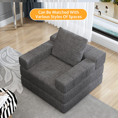 Single sofa chair that converts to a single sofa bed for living room, guest room, playroom, Dark Grey