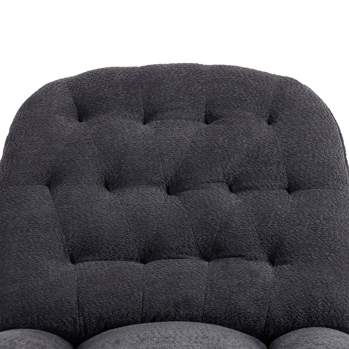 360° Swivel Recliner Adjustable Chair Chenille Glider Swivel Reclining Sofa Chair with Black Metal Round Base - Black