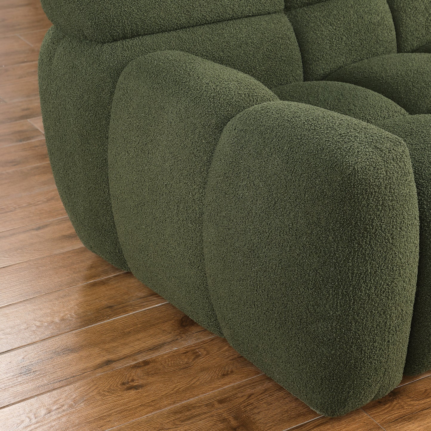 87.4 length,35.83" deepth,human body structure for USA people, marshmallow sofa,boucle sofa,3 seater, OLIVE GREEN BOUCLE