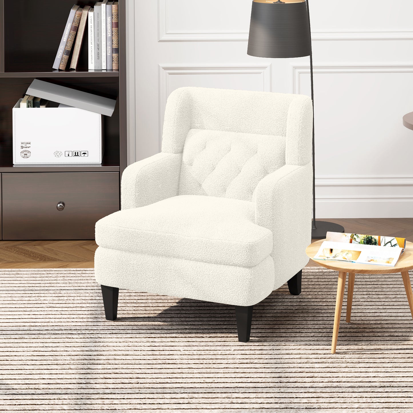 Upholstered Accent Chair Tufted Armchair for Living Room and Bedroom, Beige