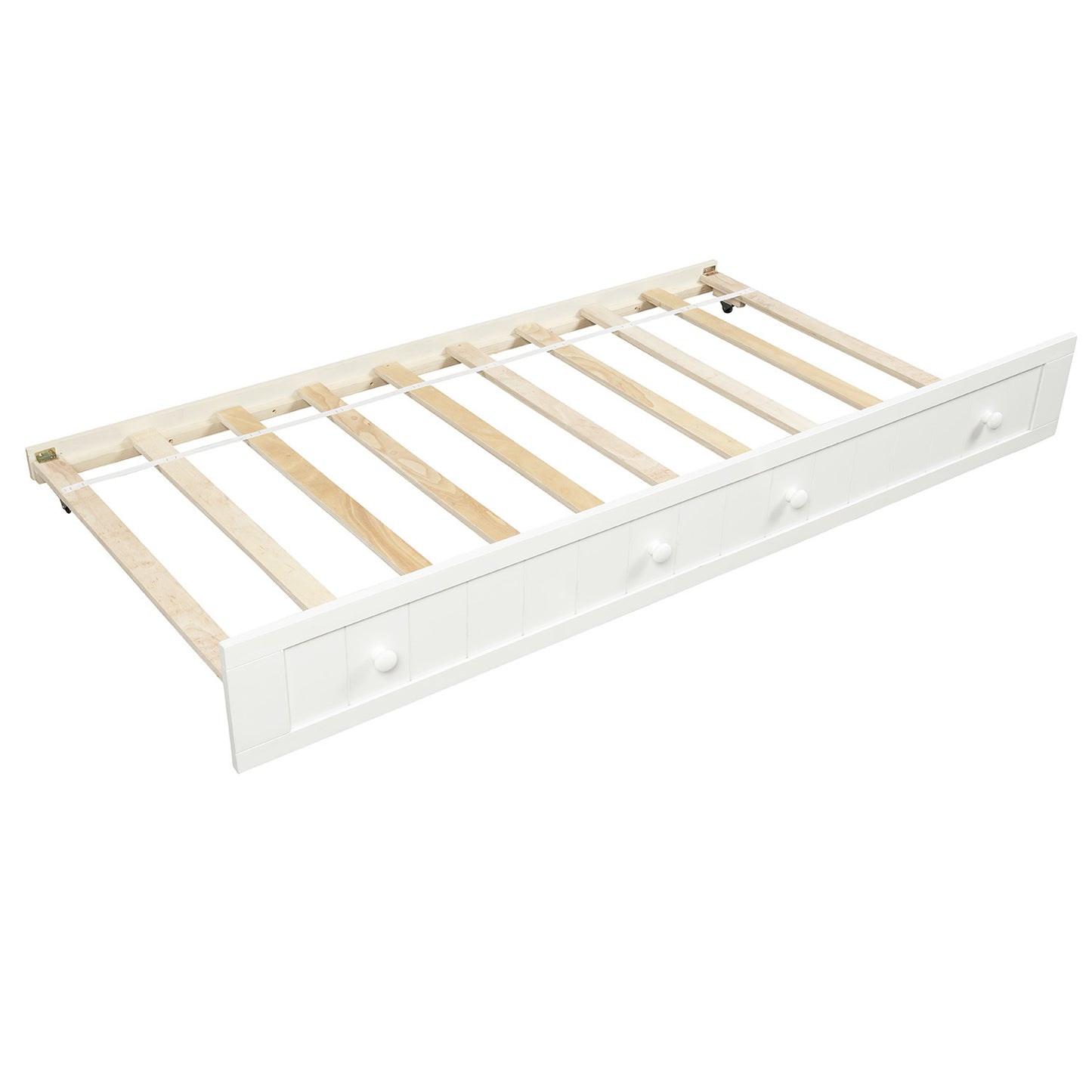 Wooden Daybed with Trundle Bed, Sofa Bed for Bedroom Living Room,White