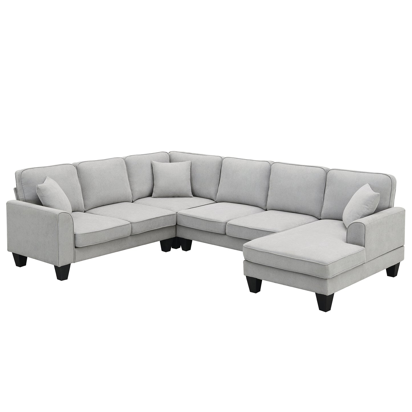 108*85.5" Modern U Shape Sectional Sofa, 7 Seat Fabric Sectional Sofa Set with 3 Pillows Included for Living Room, Apartment, Office,3 Colors