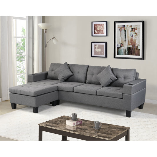 Sectional Sofa Set for Living Room with L Shape Chaise Lounge,cup holder and Left or Right Hand Chaise Modern 4 Seat