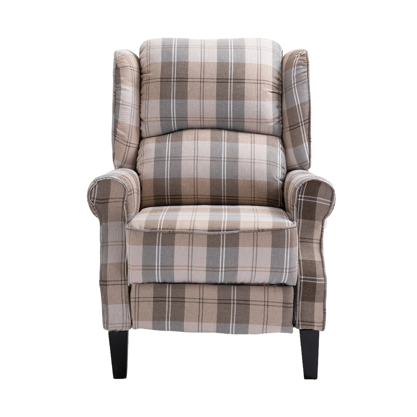 Armchair Sofa Comfortable Upholstered leisure chair / Recliner Chair for Living Room(Beige Check)