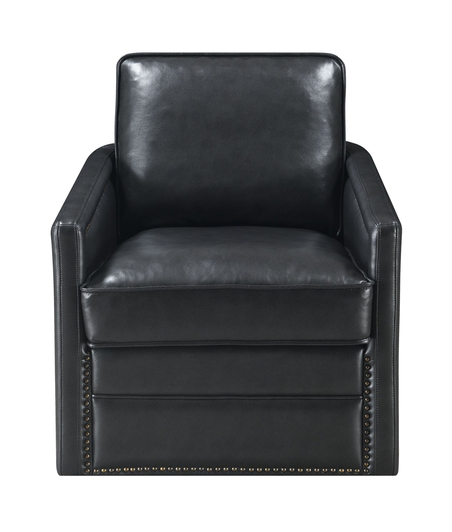 Accent Chair w/Swivel, Black Leather Aire AC01885