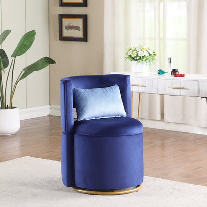 360° Swivel Accent Chair with Storage Function, Velvet Curved Chair with Gold Metal Base for Living Room, Nursery, Bedroom