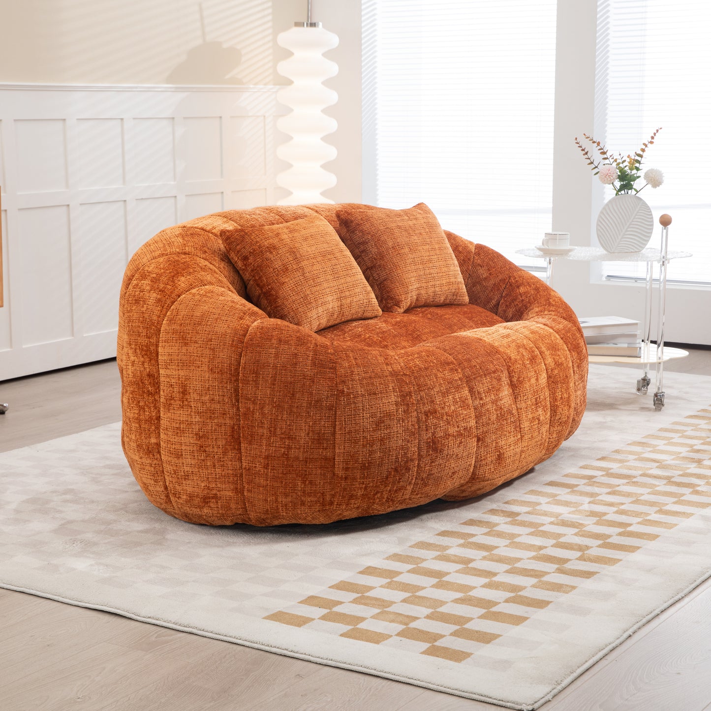 Bean Bag sofa Lazy Sofa Durable Comfort Lounger High Back Bean Bag Chair Couch for Adults and Kids, Indoor & Outdoor, Accent Floor Soft Lounge Chair (Orange chenille)