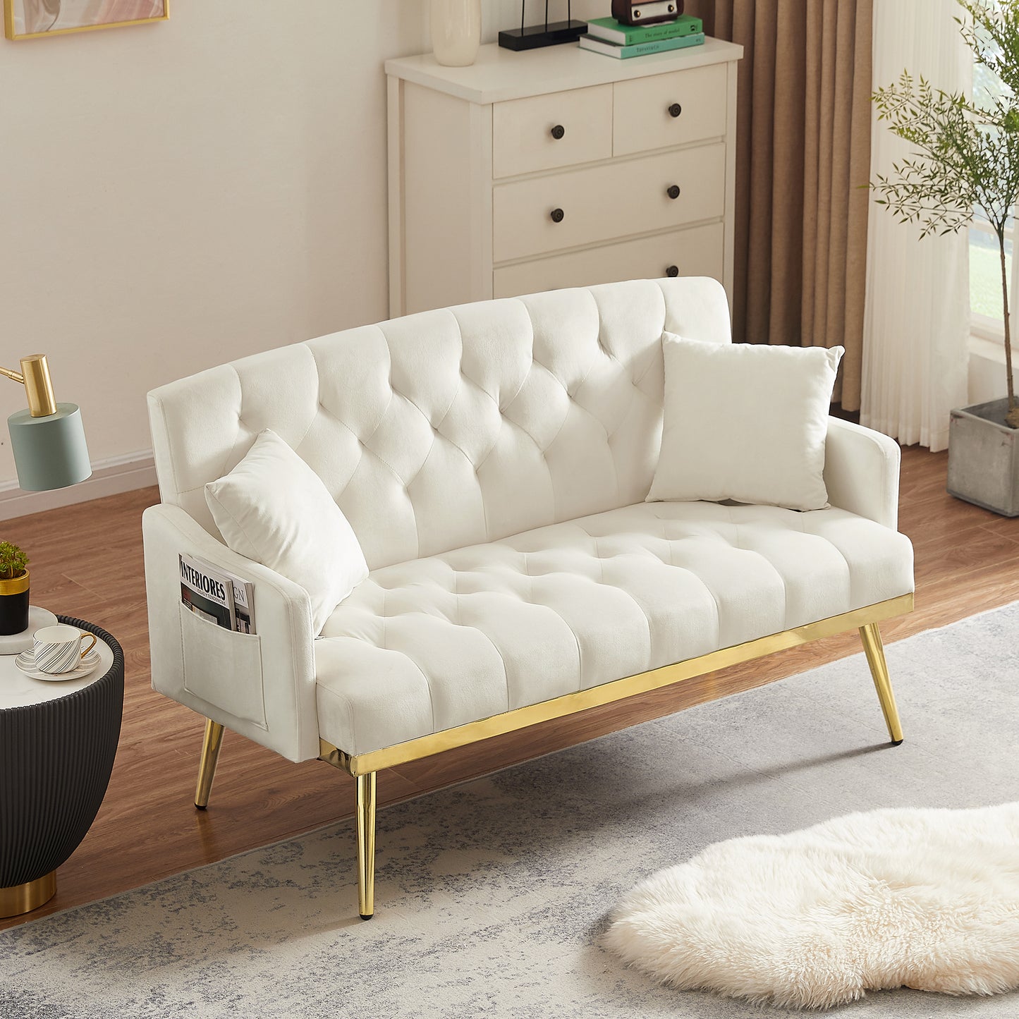 CREAM WHITE 2 SEATER SOFA