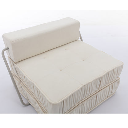 Folding Sofa Bed, Futon Sleeper Chair, Convertible Chair Floor Couch & Sleeping Mattress for Living Room, Guest Room, Home Office, Apartment, Small space, Bed, Removable Back Cushion, White, 1 Seat