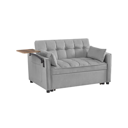 Grey Velvet Loveseat Sofa Bed